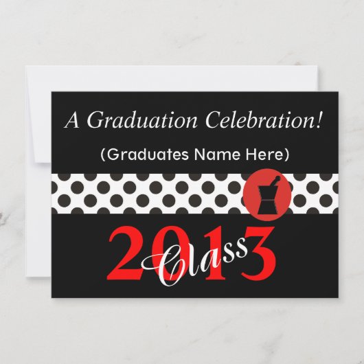 Pharmacist Graduation Invitations Red and Black II Kaart (Voorkant)
