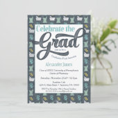 Pharmacist Graduation Party Invitation Gray Aqua Kaart (Staand voorkant)