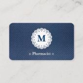 Pharmacist Lace Monogram Blue Patroon Visitekaartje (Voorkant)