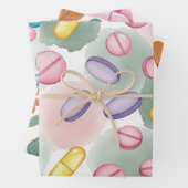 Pharmacist Pink Pill Boho Feather Wrapping Paper (In situ)