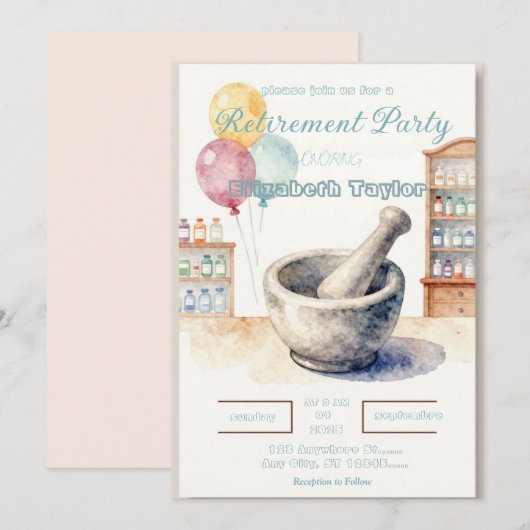 Pharmacist Retirement Party Invitation Kaart (Voorkant / Achterkant)