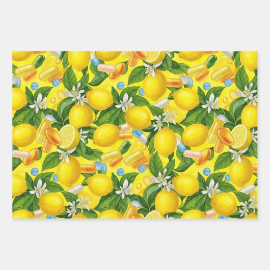 Pharmacist Retro Citrus RX Pattern Wrapping Paper (Voorkant 2)