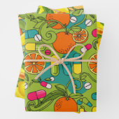 Pharmacist Retro Citrus RX Pattern Wrapping Paper (In situ)