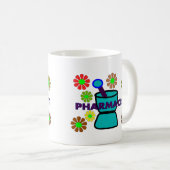 "Pharmacist" Retro Flowers T-Shirts & Gifts Koffiemok (Voorkant rechts)