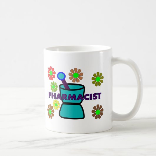 "Pharmacist" Retro Flowers T-Shirts & Gifts Koffiemok (Rechts)