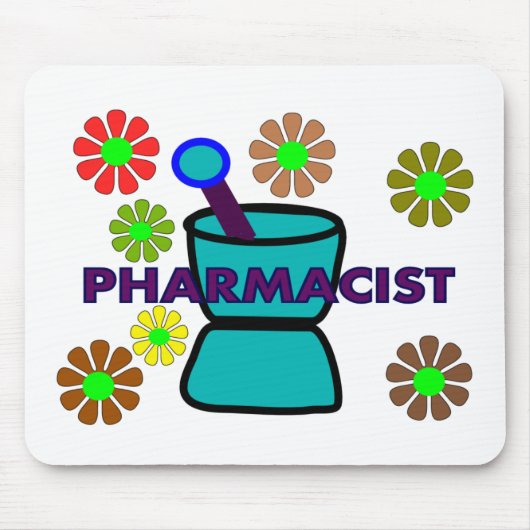 "Pharmacist" Retro Flowers T-Shirts & Gifts Muismat (Voorkant)