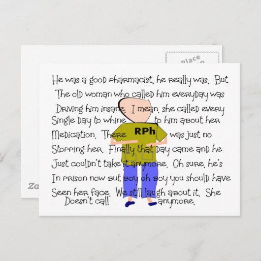 PHARMACIST Story zei: "Hij heeft het verloren!" Briefkaart (Voorkant / Achterkant)