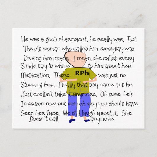 PHARMACIST Story zei: "Hij heeft het verloren!" Briefkaart (Voorkant)
