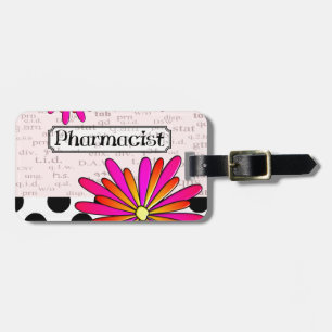 Pharmacist Whimsical Flowers Bagagelabel