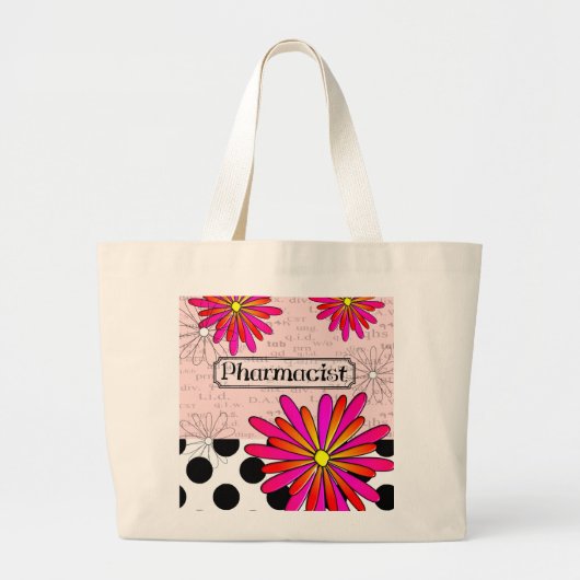 Pharmacist Whimsical Flowers Grote Tote Bag (Voorkant)