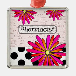 Pharmacist Whimsical Flowers Metalen Ornament