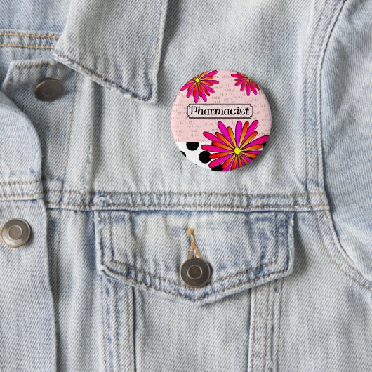 Pharmacist Whimsical Flowers Ronde Button 5,7 Cm (In situ)