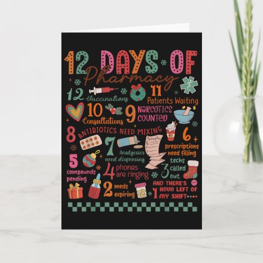 Pharmacy Christmas Shirt - 12 Days Of Pharmacy Tec Kaart (Voorkant)