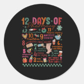 Pharmacy Christmas Shirt - 12 Days Of Pharmacy Tec Ronde Sticker (Voorkant)