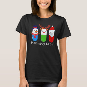 Pharmacy Crew Santa Snowman Reindekerst T-shirt