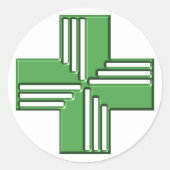 Pharmacy Cross Ronde Sticker (Voorkant)