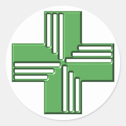 Pharmacy Cross Ronde Sticker (Voorkant)