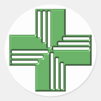 Pharmacy Cross Ronde Sticker