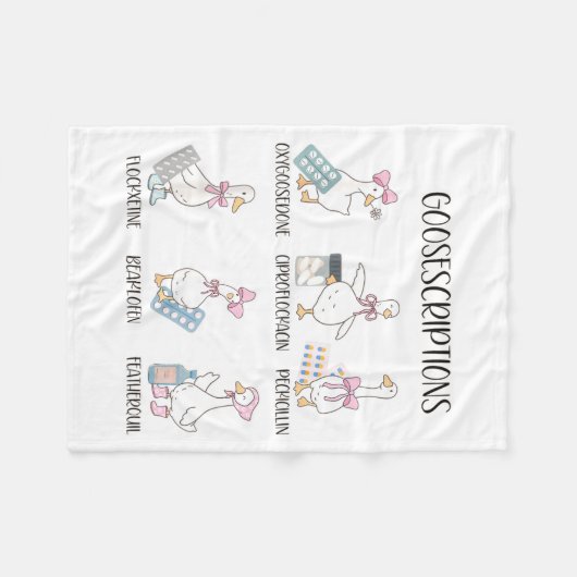 Pharmacy Funny Goose Silly Prescriptions Puns Medi Fleece Deken (Voorkant (Horizontaal))