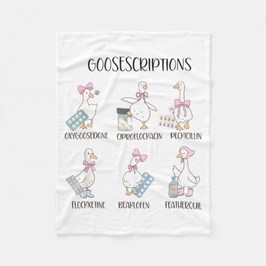 Pharmacy Funny Goose Silly Prescriptions Puns Medi Fleece Deken (Voorkant)