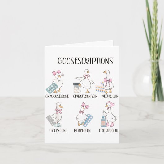 Pharmacy Funny Goose Silly Prescriptions Puns Medi Kaart (Voorkant)