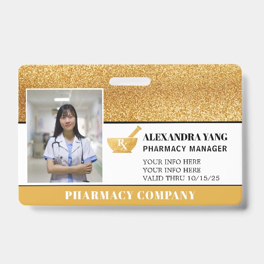Pharmacy Gold deluxe Photo Badge (Voorzijde)