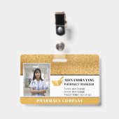 Pharmacy Gold deluxe Photo Badge (Voorzijde met clip)