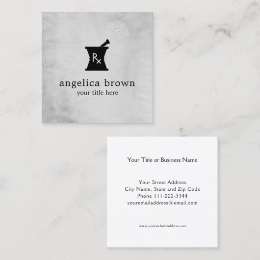 Pharmacy Mortar Pestle Logo Visitekaartje (Voorkant / Achterkant)