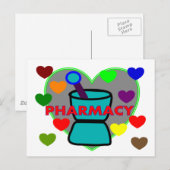 "PHARMACY" Multi-Color Hearts Briefkaart (Voorkant / Achterkant)