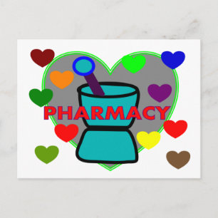 "PHARMACY" Multi-Color Hearts Briefkaart