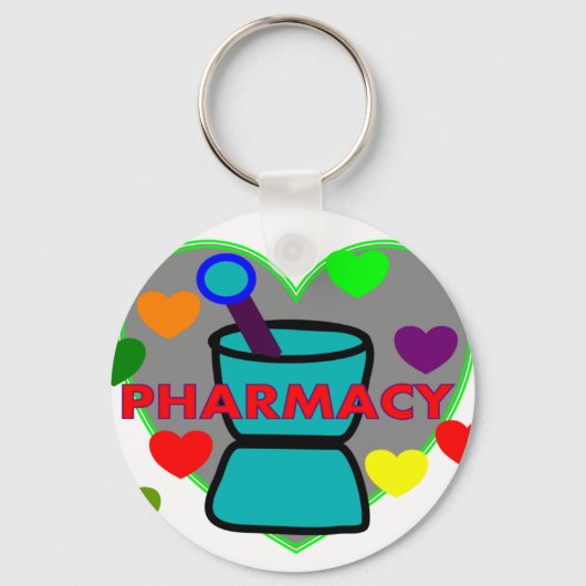 "PHARMACY" Multi-Color Hearts Sleutelhanger (Voorkant)
