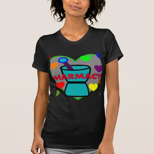 "PHARMACY" Multi-Color Hearts T-shirt (Voorkant)