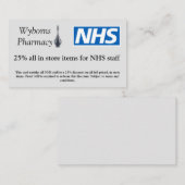 Pharmacy NHS Diskcard Kortingskaartje (Voorkant / Achterkant)