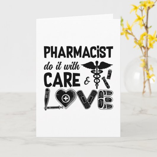 Pharmacy Pharmacist Do It With Care Pharmacists Kaart (Gele Bloem)