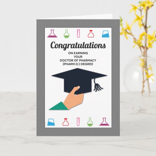 Pharmacy School Afstuderen gefeliciteerd Kaart (Gele Bloem)