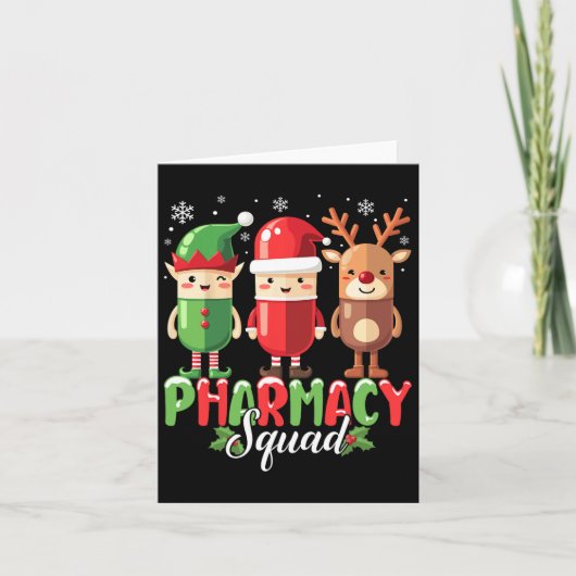 Pharmacy Squad Kerstkostuum Grappige Pillen Pharm Kaart (Voorkant)