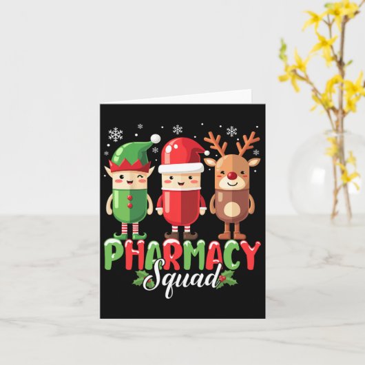 Pharmacy Squad Kerstkostuum Grappige Pillen Pharm Kaart (Gele Bloem)