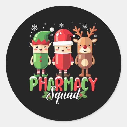 Pharmacy Squad Kerstkostuum Grappige Pillen Pharm Ronde Sticker (Voorkant)