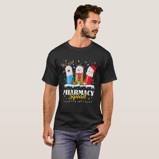 Pharmacy Squad Pills Snowman Reindeer Santa Claus T-shirt (Voorkant volledig)