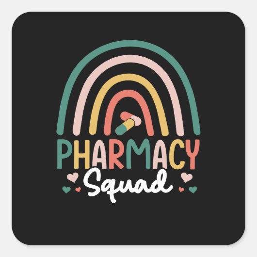Pharmacy Squad Rainbow Vierkante Sticker (Voorkant)