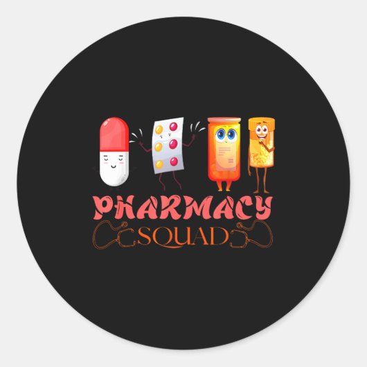 Pharmacy Squad Valentines Cute Lls Pharmacist Phar Ronde Sticker (Voorkant)