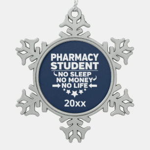 Pharmacy Student No Sleep Life Athletic Navy Tin Sneeuwvlok Ornament