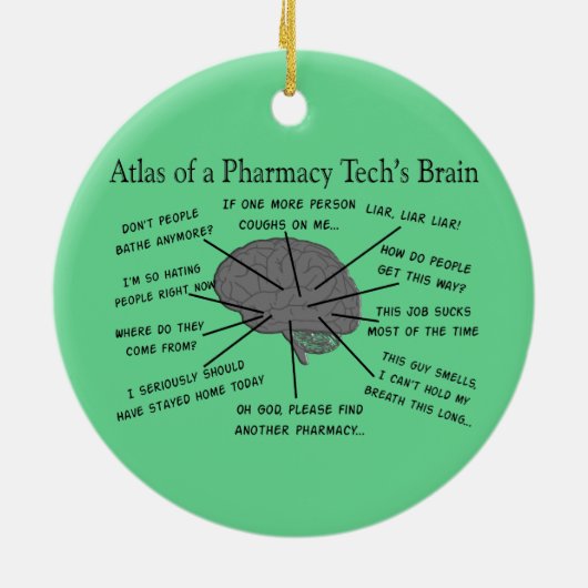 Pharmacy Tech "Atlas of Pharmacy Tech Brain" Keramisch Ornament (Achterkant)