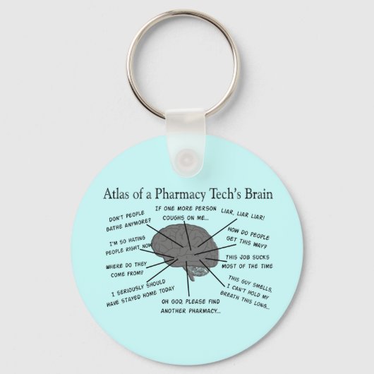 Pharmacy Tech "Atlas of Pharmacy Tech Brain" Sleutelhanger (Voorkant)