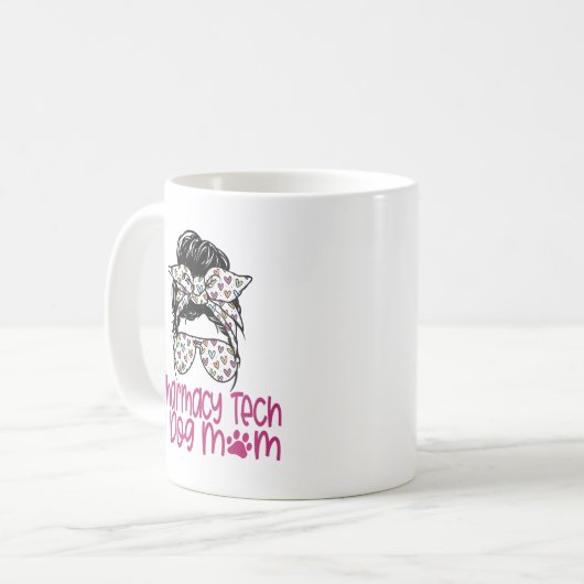 Pharmacy Tech Dog mama Funny Gift Koffiemok (Voorkant links)