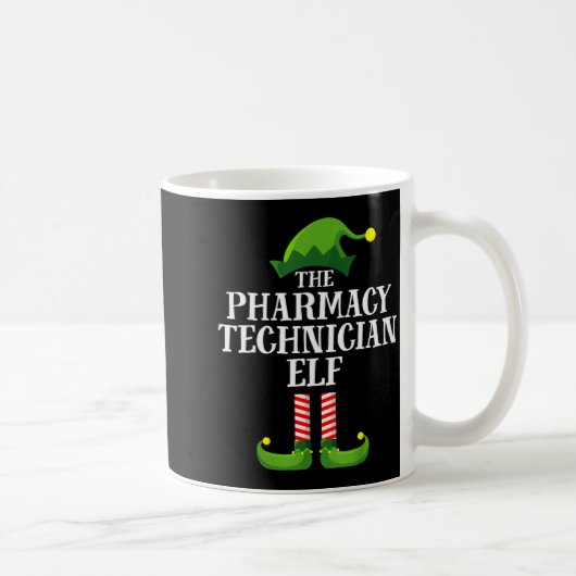 Pharmacy Tech Elf Matching Family Group Christmas Koffiemok (Rechts)