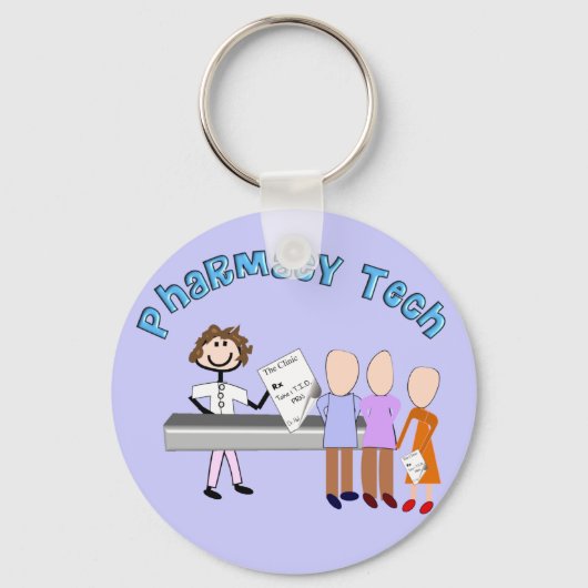 Pharmacy Tech Gifts Stick People Design Sleutelhanger (Voorkant)