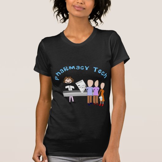 Pharmacy Tech Gifts Stick People Design T-shirt (Voorkant)
