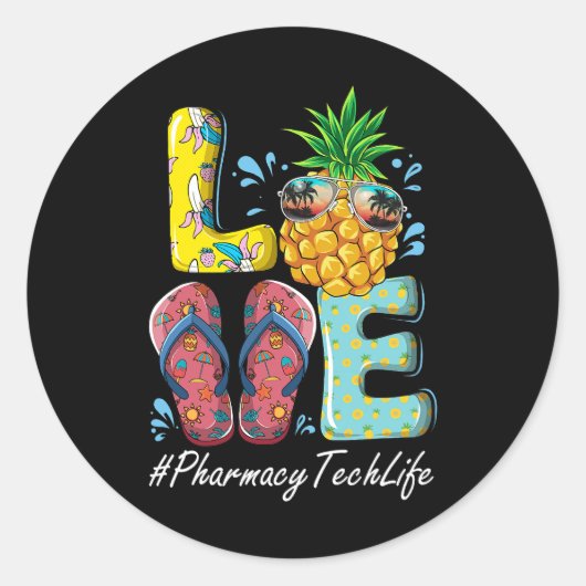 Pharmacy Tech Hallo Summer Happy Day School Ronde Sticker (Voorkant)