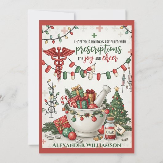 Pharmacy Tech & Nurse Christmas Kaart Joy (Voorkant)